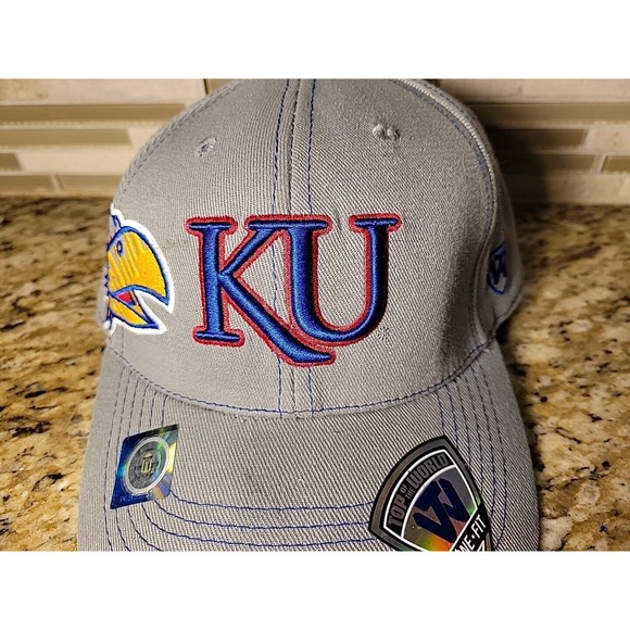 Kansas JayHawks Hat Cap Basketball Men's Flexfit One Size College NCAA - Picture 2 of 2